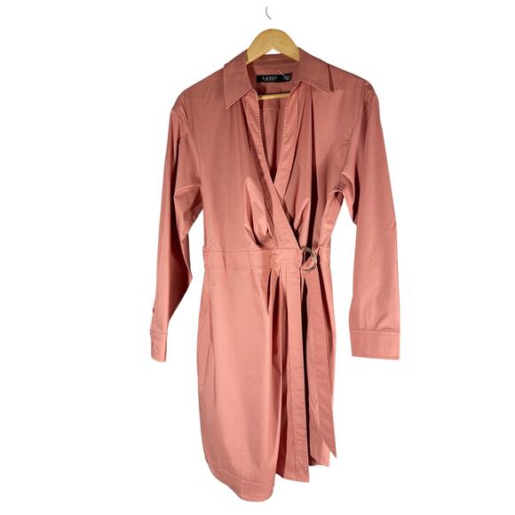 Lauren Ralph Lauren Stretch-Cotton Blend Wrap
Shirtdress Size 10 - Picture 1 of 12